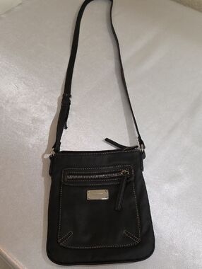 Nine West Black Crossbody with Front Zip and Logo Plate